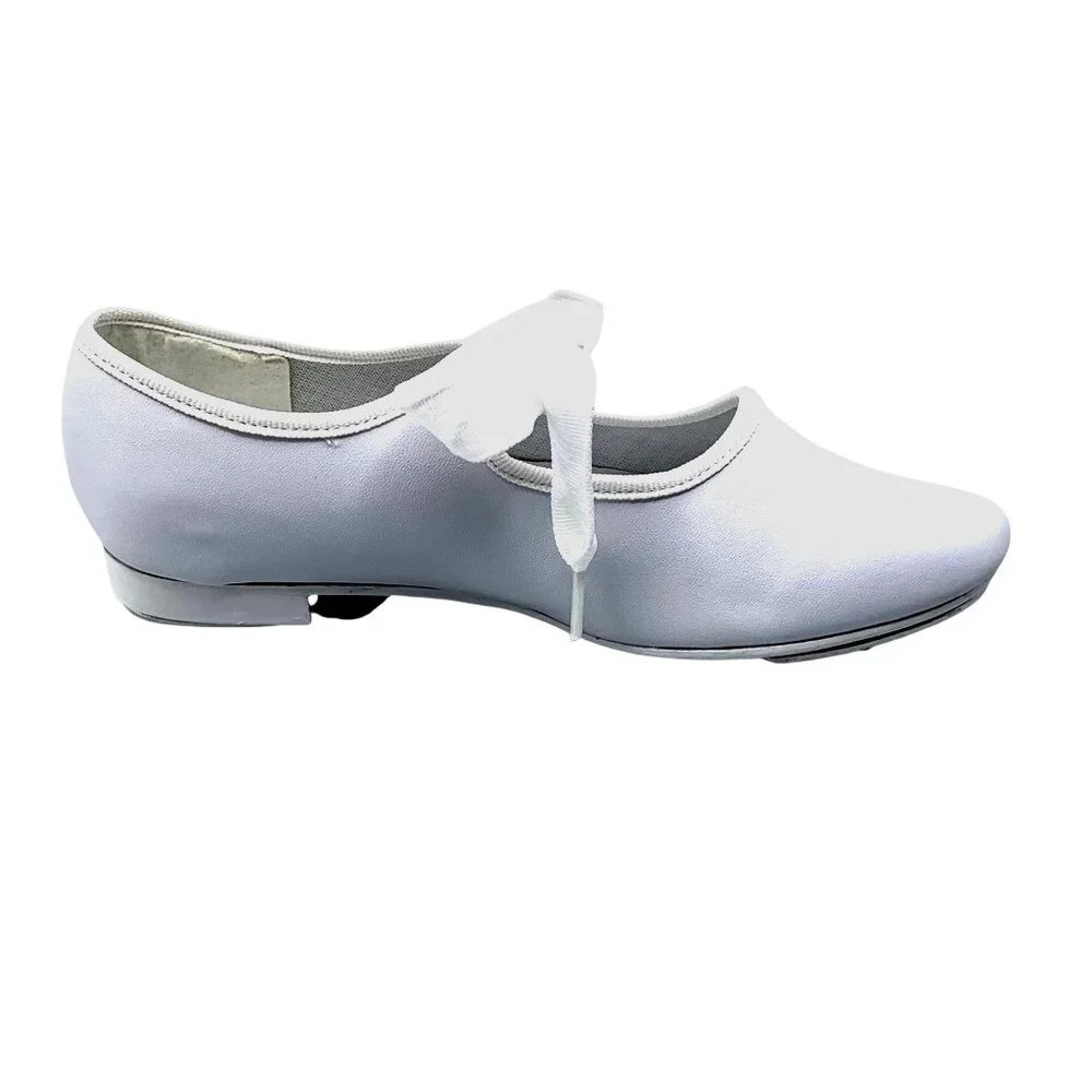 Toddlers Bow Tie White Tap Shoes Tyette Recital New Stage Dance Class Leather
